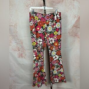 NO BOUNDARIES flower power flare leg pants size XL boho hippie 70's retro bells
